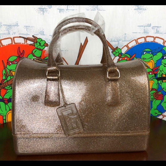 Handbags - Gold sparkly jelly satchel purse